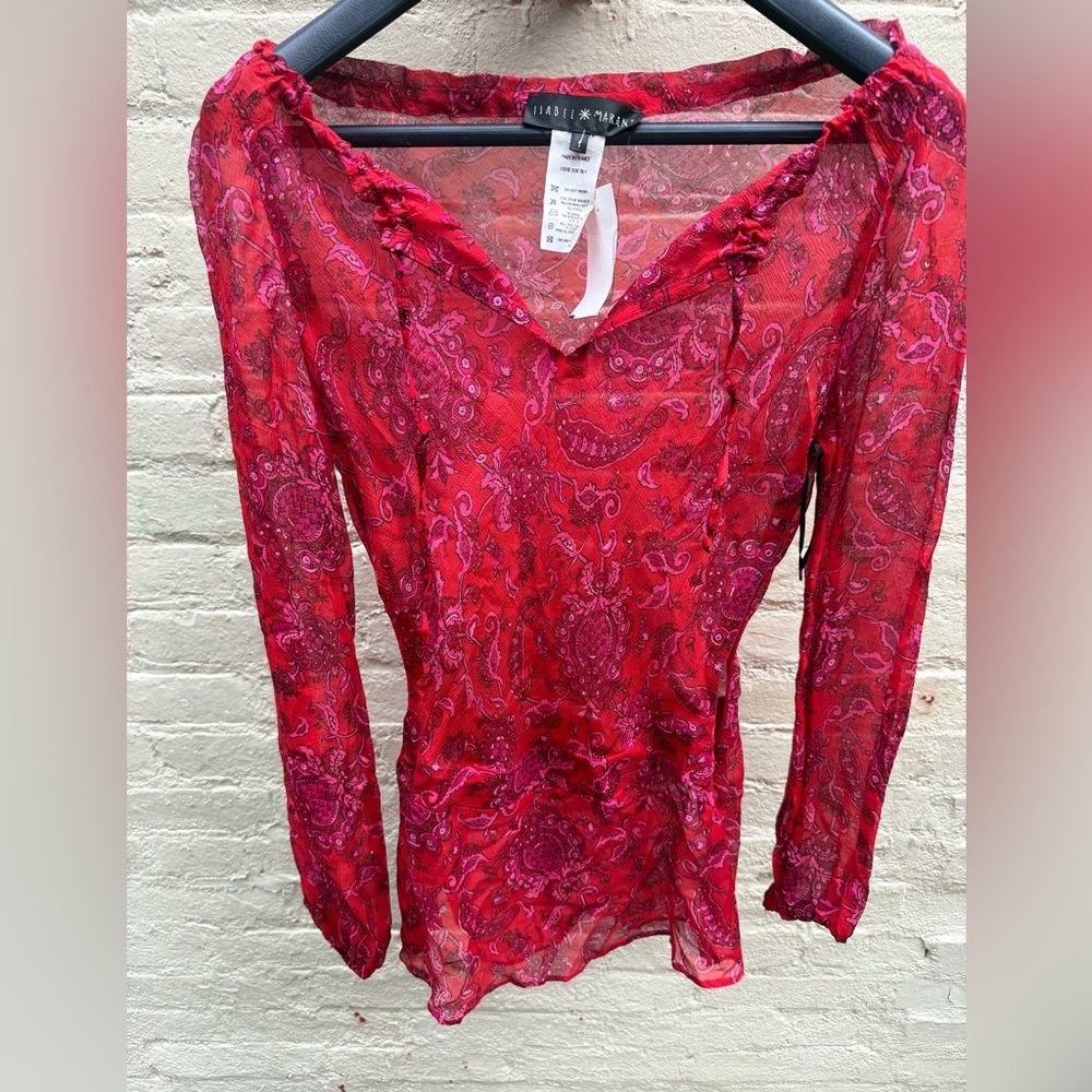 Vintage Isabel Marant Red silk Paisley Silk Blouse brand new with tag!